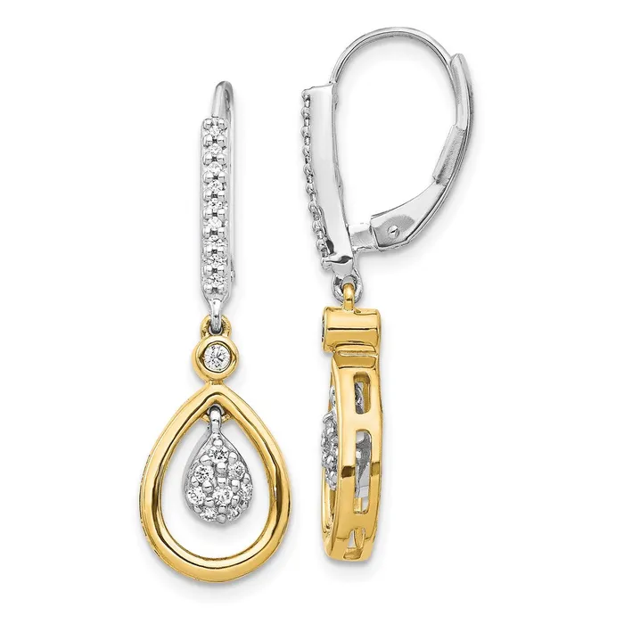 Goldia 14k Yellow Gold Twotone Oval Cluster Real Diamond Leverback Earrings Earrings Goldia 14k Yellow Gold Twotone Oval Cluster Real Diamond Leverback Earrings Earrings