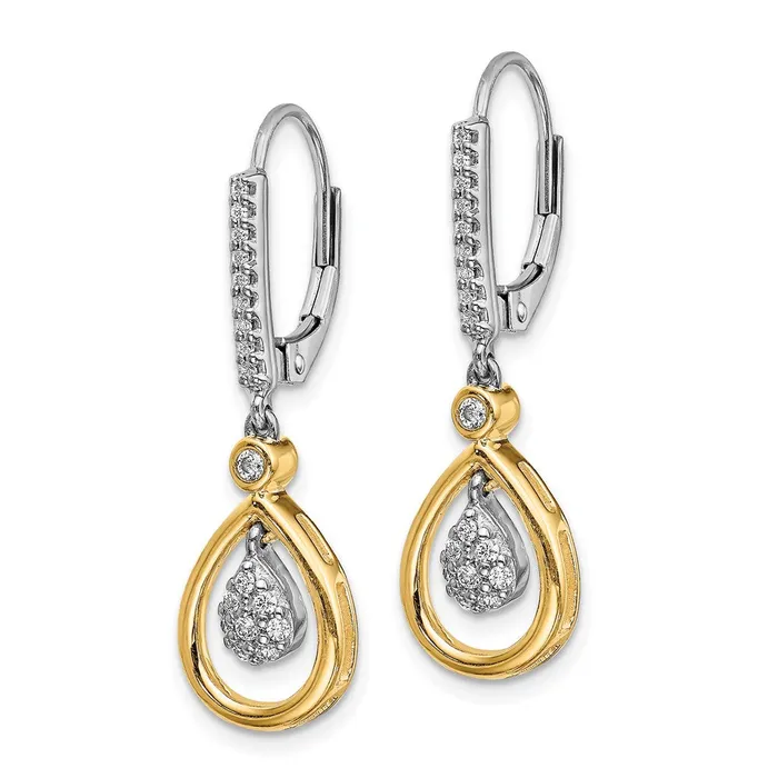 Goldia 14k Yellow Gold Twotone Oval Cluster Real Diamond Leverback Earrings Earrings