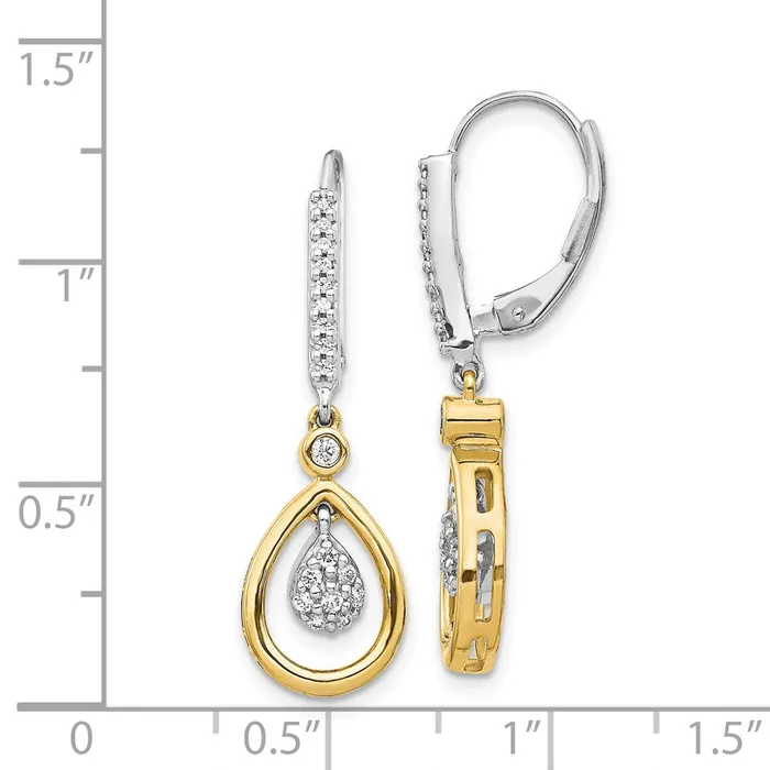 Goldia 14k Yellow Gold Twotone Oval Cluster Real Diamond Leverback Earrings Earrings
