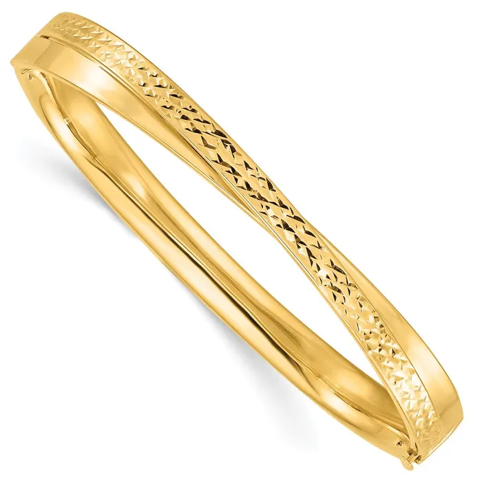 Goldia 14k Yellow Goldy 416 Polished Diamondcut Bypass Hinged Bangle Rings Goldia 14k Yellow Goldy 416 Polished Diamondcut Bypass Hinged Bangle Rings