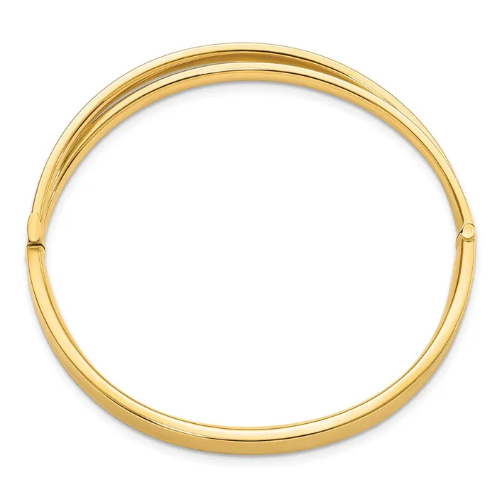 Goldia 14k Yellow Goldy 416 Polished Diamondcut Bypass Hinged Bangle Rings