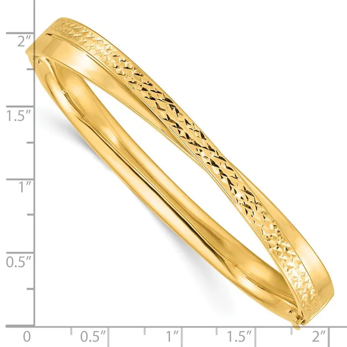 Goldia 14k Yellow Goldy 416 Polished Diamondcut Bypass Hinged Bangle Rings