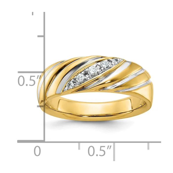Goldia 14k Yellow u0026 Rhodium Gold with White Rhodium Mens Polished Satin Diamond Ring Mounting Rings
