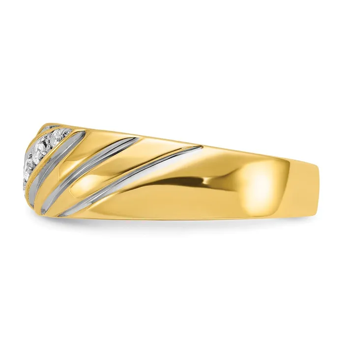 Goldia 14k Yellow u0026 Rhodium Gold with White Rhodium Mens Polished Satin Diamond Ring Mounting Rings