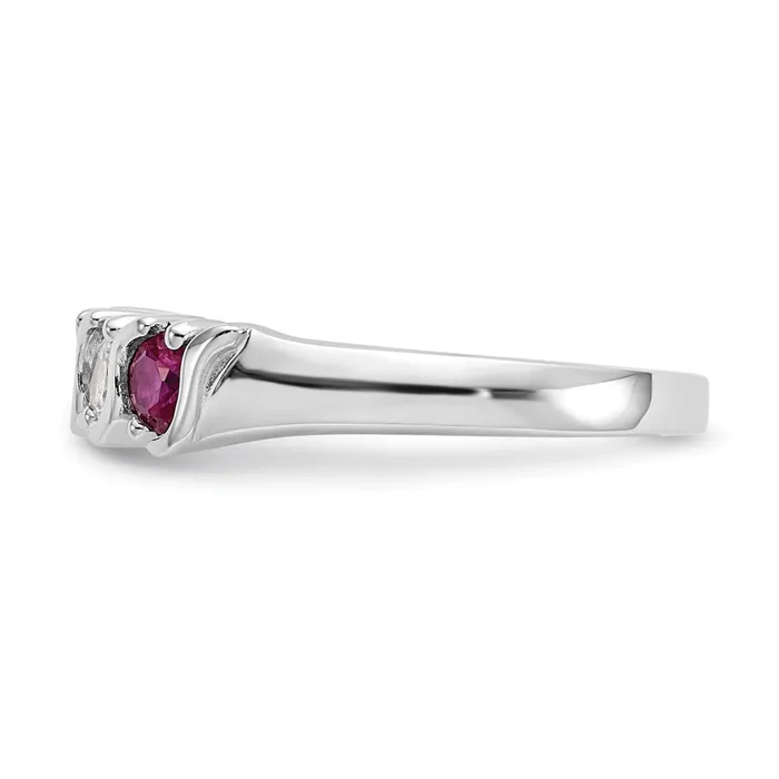 goldiaca 14k White Gold Real Diamond wRuby Band Rings