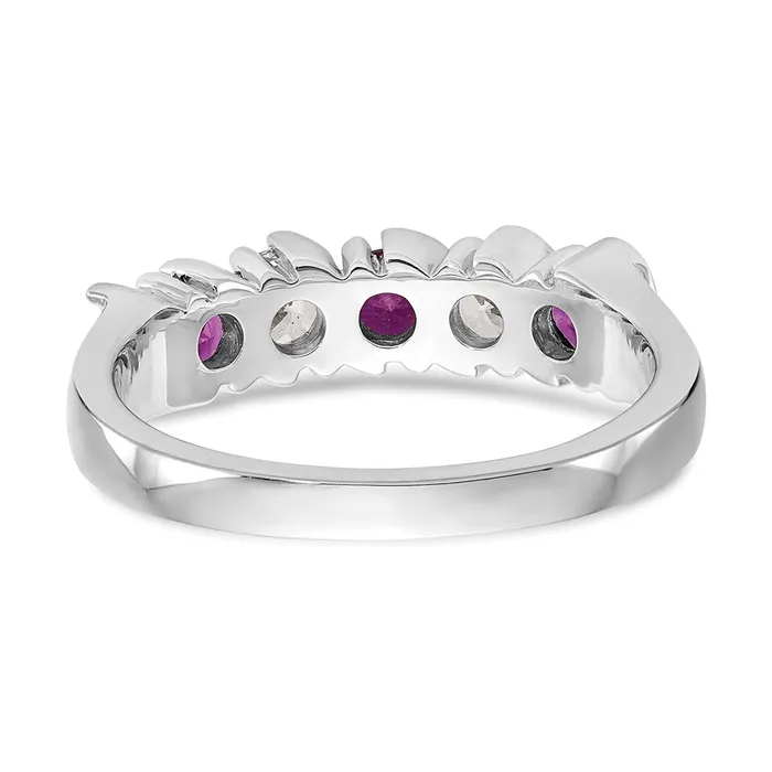 goldiaca 14k White Gold Real Diamond wRuby Band Rings