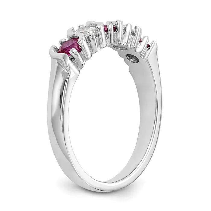 goldiaca 14k White Gold Real Diamond wRuby Band Rings