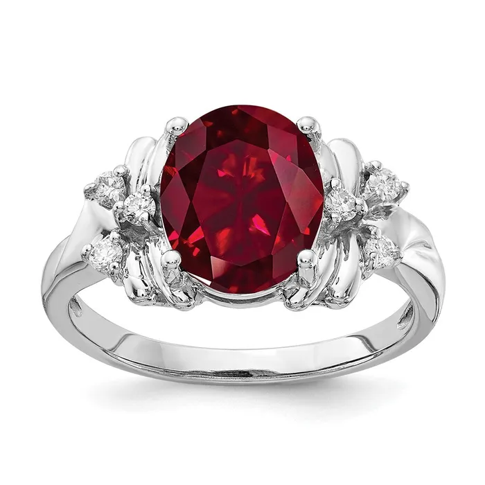 goldiaca Rings 14k White Gold 10x8mm Oval Created Ruby A Real Diamond ring goldiaca Rings 14k White Gold 10x8mm Oval Created Ruby A Real Diamond ring