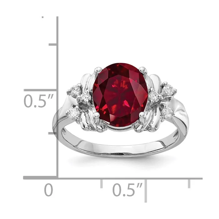 goldiaca Rings 14k White Gold 10x8mm Oval Created Ruby A Real Diamond ring