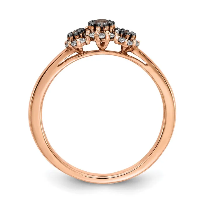 Goldiacom 14k Rose Gold 3stone WhiteChampagne Real Diamond Ring Rings