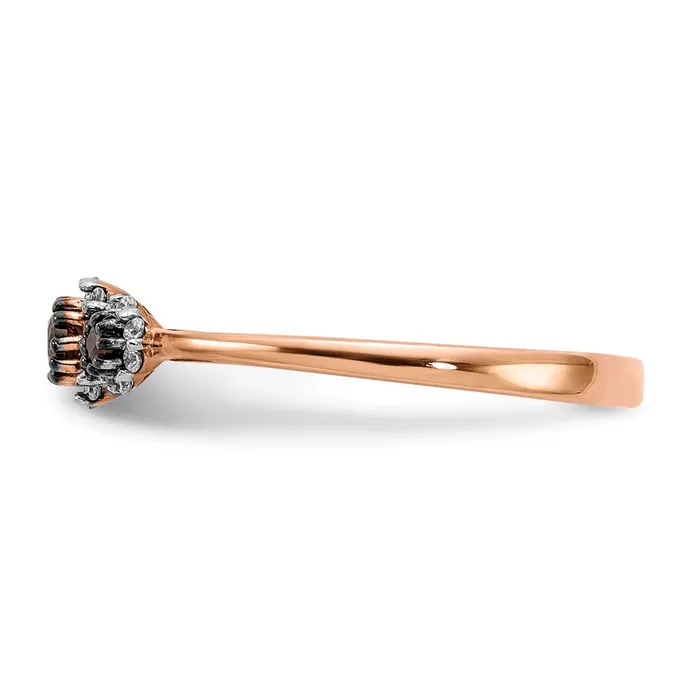 Goldiacom 14k Rose Gold 3stone WhiteChampagne Real Diamond Ring Rings