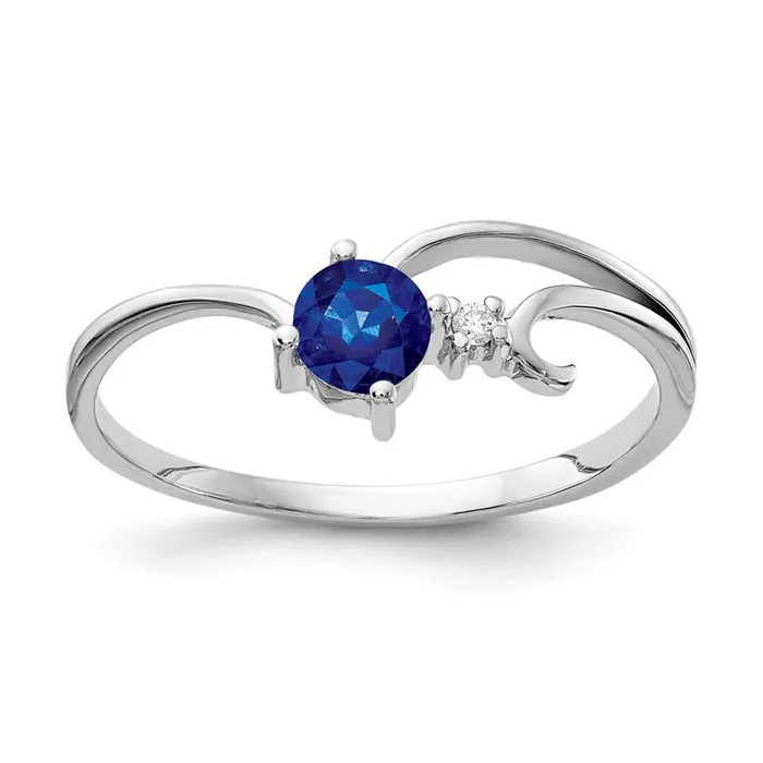 Goldiacom 14k White Gold 4mm Sapphire A Real Diamond ring Rings