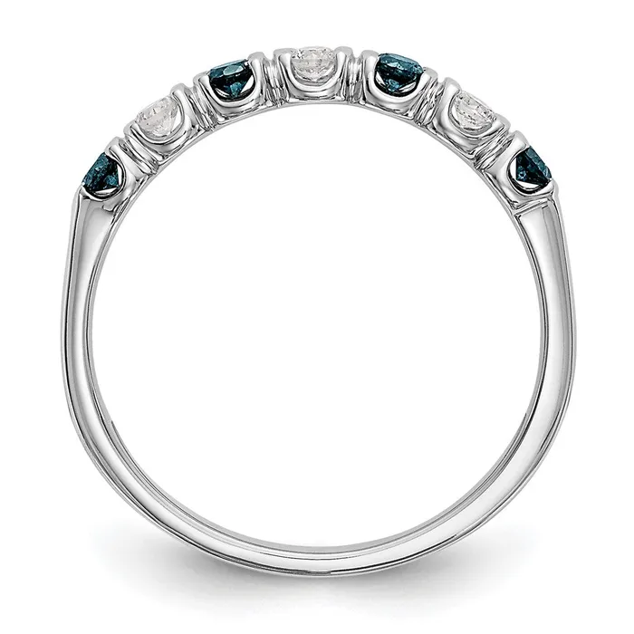 Goldiacom 14k White Gold Blue White Real Diamond Band Rings