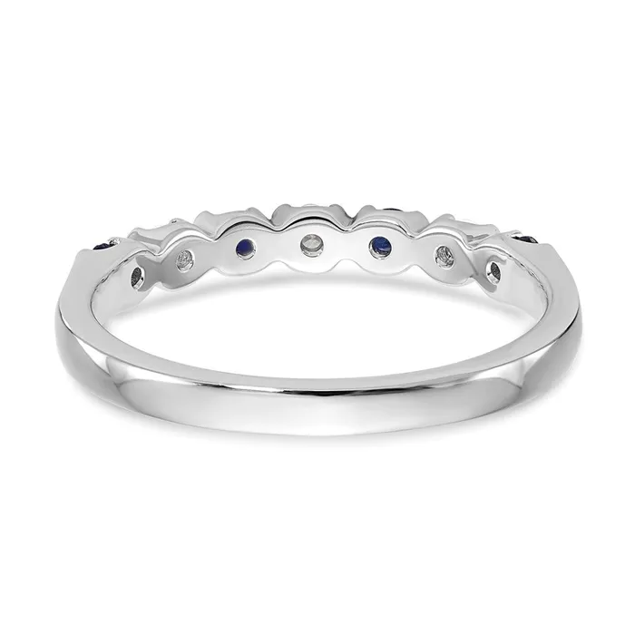 Goldiacom 14k White Gold Blue White Real Diamond Band Rings