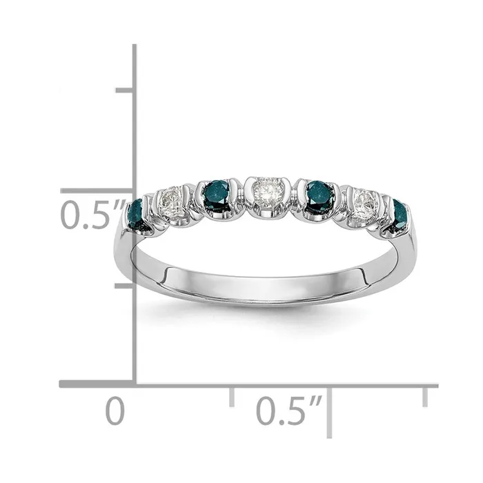 Goldiacom 14k White Gold Blue White Real Diamond Band Rings