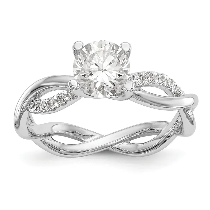 Goldiacom 14k White Gold Diamond Round CZ Criss Cross Engagement Ring Rings Goldiacom 14k White Gold Diamond Round CZ Criss Cross Engagement Ring Rings