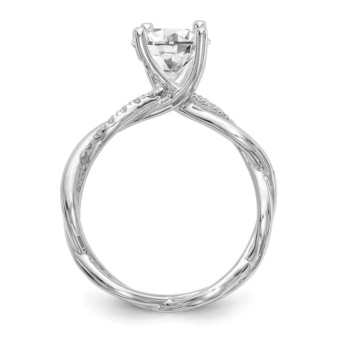 Goldiacom 14k White Gold Diamond Round CZ Criss Cross Engagement Ring Rings