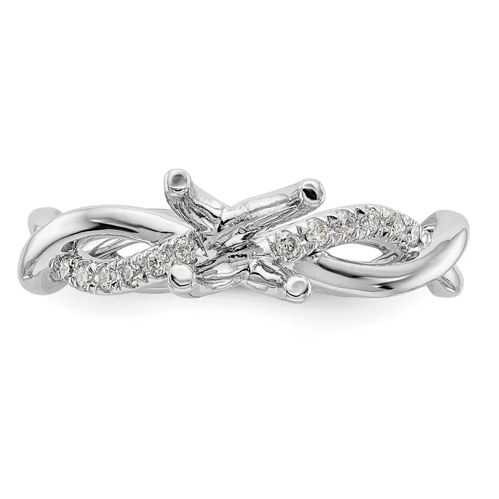 Goldiacom 14k White Gold Diamond Round CZ Criss Cross Engagement Ring Rings