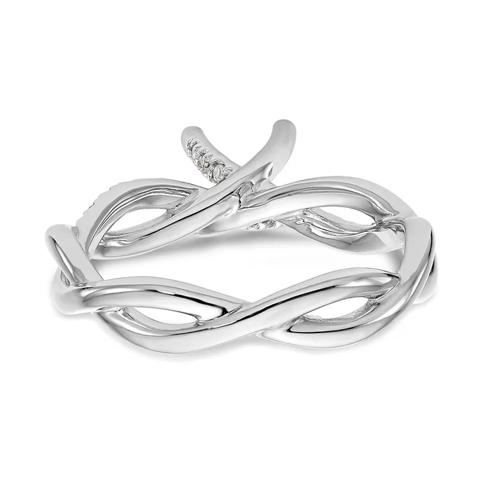 Goldiacom 14k White Gold Diamond Round CZ Criss Cross Engagement Ring Rings