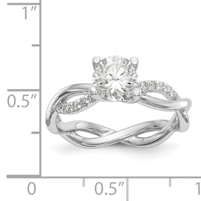 Goldiacom 14k White Gold Diamond Round CZ Criss Cross Engagement Ring Rings