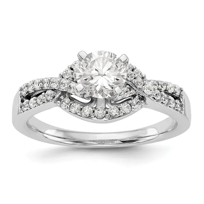 Goldiacom 14k White Gold Peg Set Simulated Diamond Criss Cross Engagement Ring Rings Goldiacom 14k White Gold Peg Set Simulated Diamond Criss Cross Engagement Ring Rings