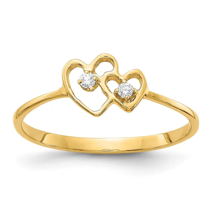Goldiacom 14K Yellow Gold VS Real Diamond heart ring Rings