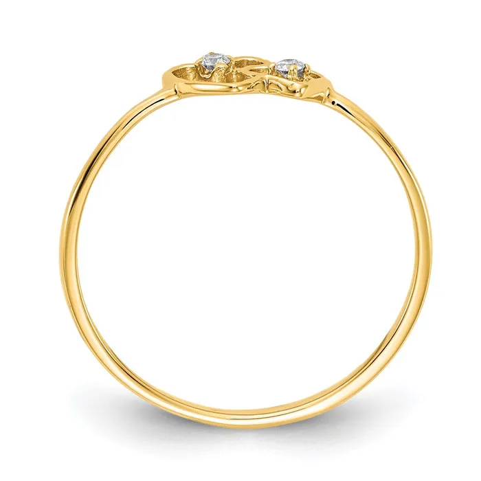 Goldiacom 14K Yellow Gold VS Real Diamond heart ring Rings