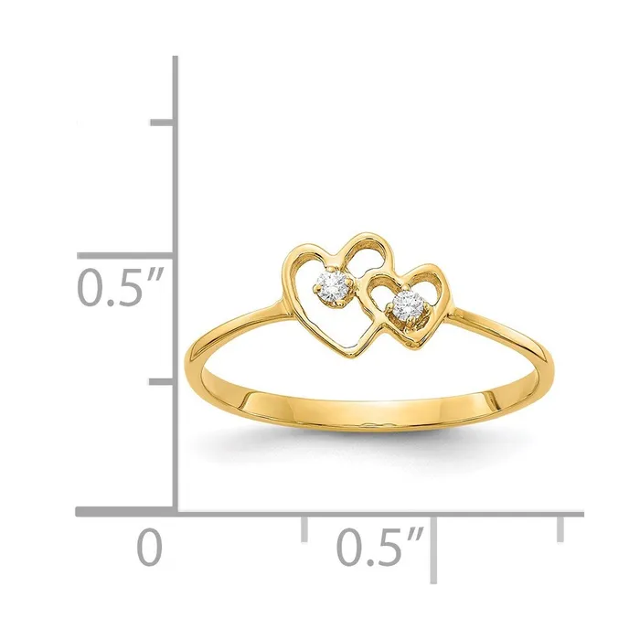 Goldiacom 14K Yellow Gold VS Real Diamond heart ring Rings
