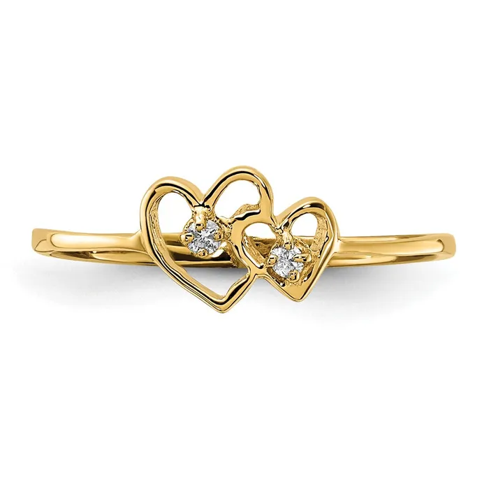 Goldiacom 14K Yellow Gold VS Real Diamond heart ring Rings