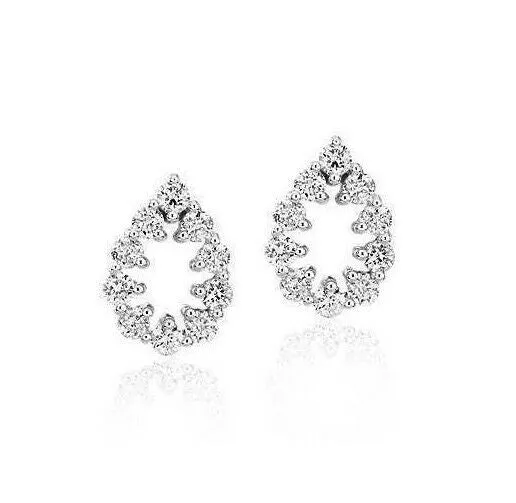 Goldiacom Earrings 14 Ct Genuine Diamond Open Pear Shape Pav Stud Earrings in 14K Gold Goldiacom Earrings 14 Ct Genuine Diamond Open Pear Shape Pav Stud Earrings in 14K Gold