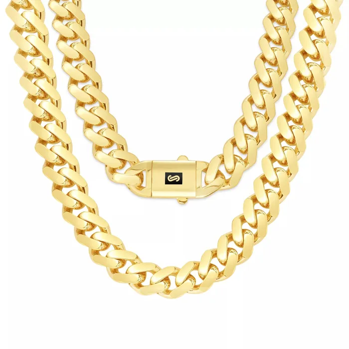Goldiacom Necklaces 10k Yellow Gold Royal Monaco Miami Cuban Link 11mm Chain Pendant Necklace 22 Goldiacom Necklaces 10k Yellow Gold Royal Monaco Miami Cuban Link 11mm Chain Pendant Necklace 22