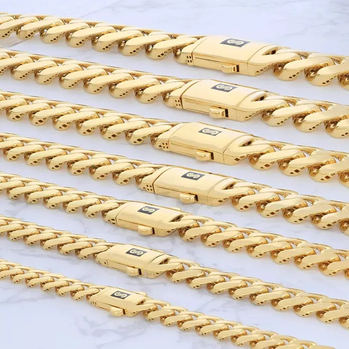 Goldiacom Necklaces 10k Yellow Gold Royal Monaco Miami Cuban Link 11mm Chain Pendant Necklace 22