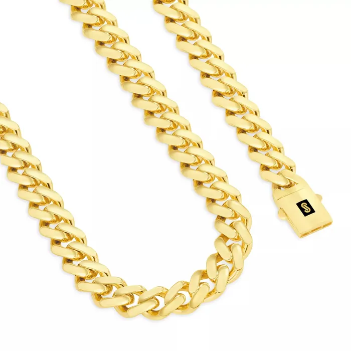 Goldiacom Necklaces 10k Yellow Gold Royal Monaco Miami Cuban Link 11mm Chain Pendant Necklace 22