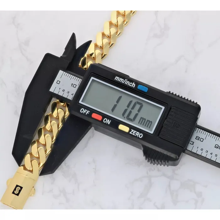Goldiacom Necklaces 10k Yellow Gold Royal Monaco Miami Cuban Link 11mm Chain Pendant Necklace 22