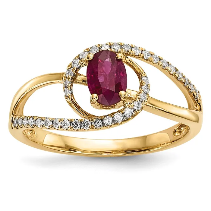 Goldiacom Rings 14k Gold w Ruby Real Diamond Ring