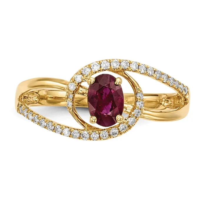 Goldiacom Rings 14k Gold w Ruby Real Diamond Ring