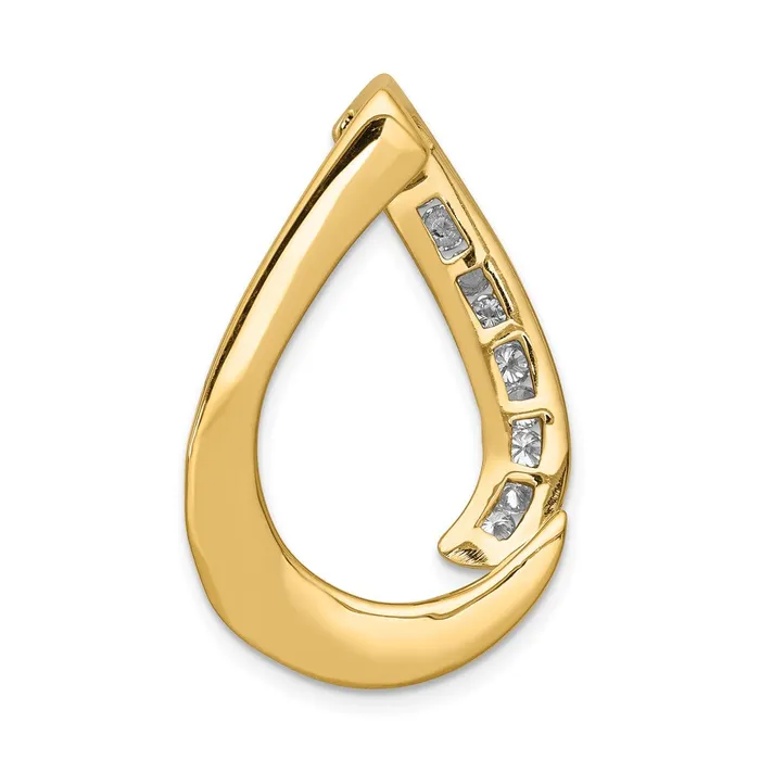 Goldiacom Rings 14k Two Tone AAA Diamond Teardrop Slide