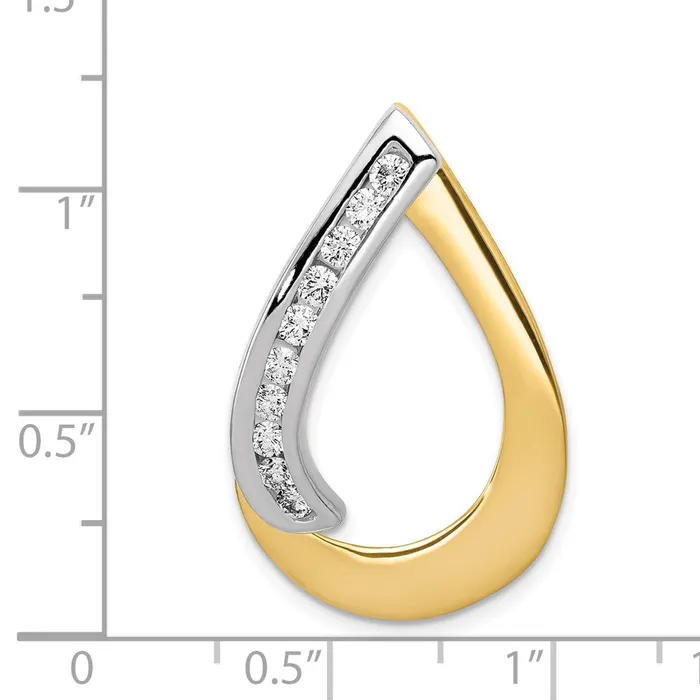 Goldiacom Rings 14k Two Tone AAA Diamond Teardrop Slide