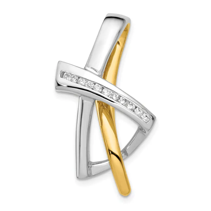 Goldiacom Rings 14k Two Tone Holds 11 16mm stones AA Diamond Slide