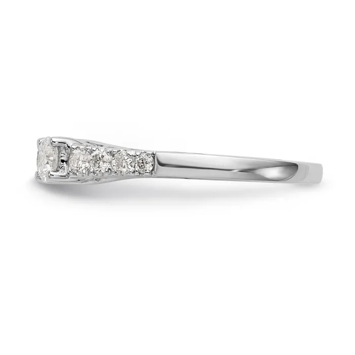 Goldiacom Rings 14K White Gold 3 Stone Diamond Peg Set CZ Engagement Ring