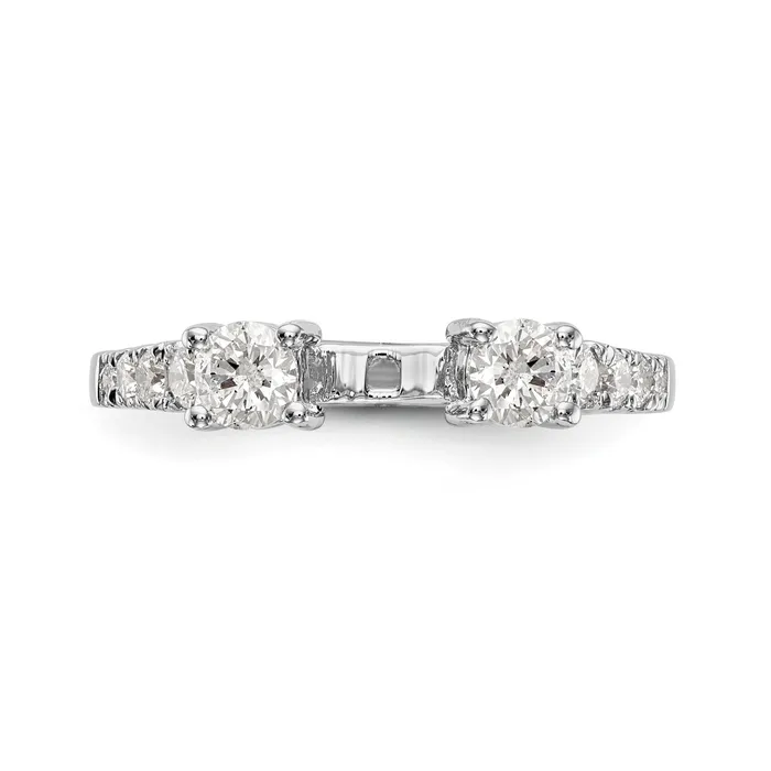 Goldiacom Rings 14K White Gold 3 Stone Diamond Peg Set CZ Engagement Ring