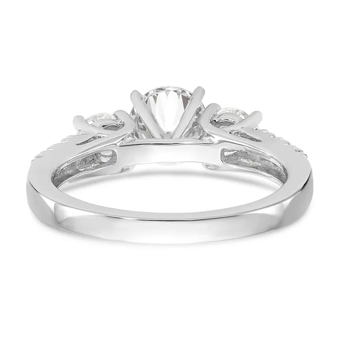 Goldiacom Rings 14K White Gold 3 Stone Diamond Peg Set CZ Engagement Ring