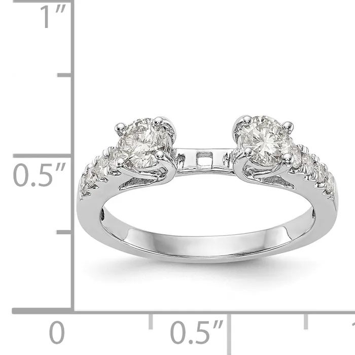 Goldiacom Rings 14K White Gold 3 Stone Diamond Peg Set CZ Engagement Ring