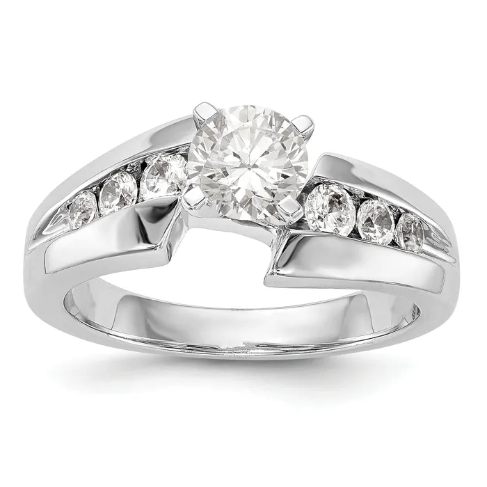 Goldiacom Rings 14k White Gold Peg Set Simulated Diamond By Pass Engagement Ring Goldiacom Rings 14k White Gold Peg Set Simulated Diamond By Pass Engagement Ring