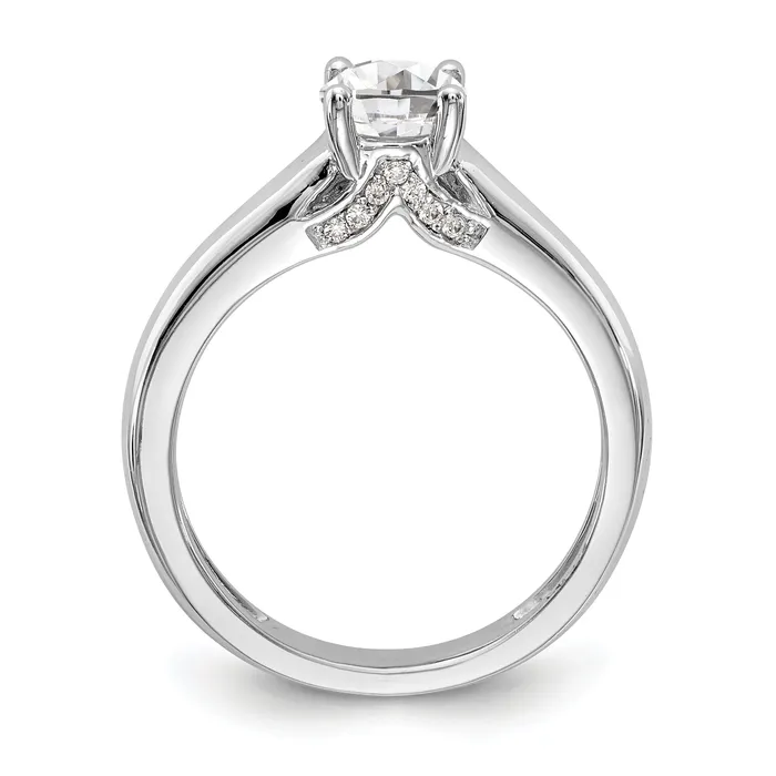 Goldiacom Rings 14k White Gold Round Simulated Diamond Engagement Ring