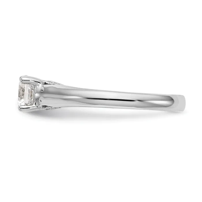 Goldiacom Rings 14k White Gold Round Simulated Diamond Engagement Ring