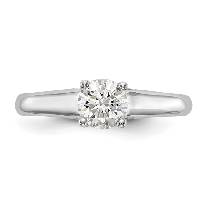 Goldiacom Rings 14k White Gold Round Simulated Diamond Engagement Ring