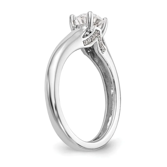 Goldiacom Rings 14k White Gold Round Simulated Diamond Engagement Ring