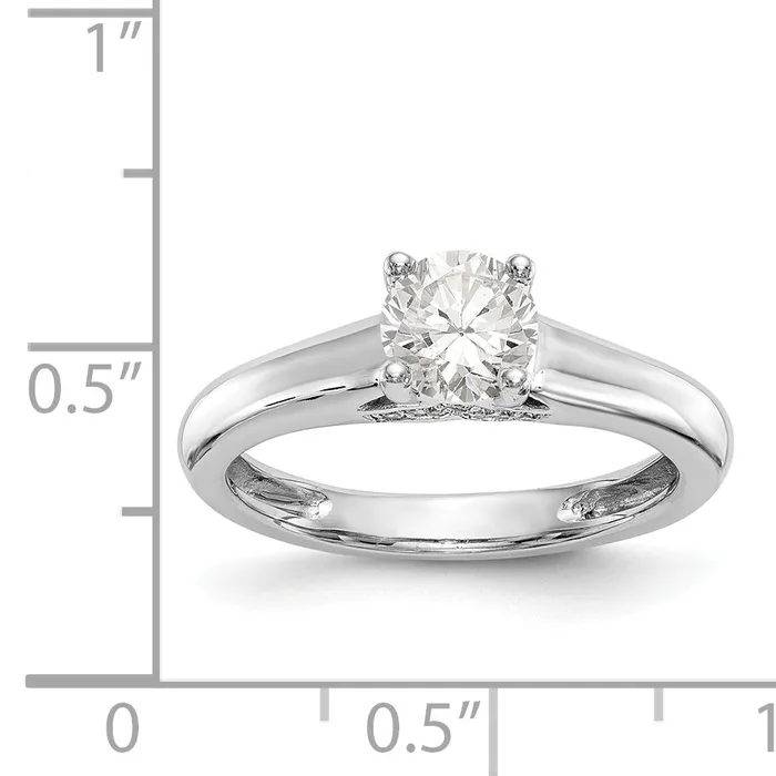 Goldiacom Rings 14k White Gold Round Simulated Diamond Engagement Ring