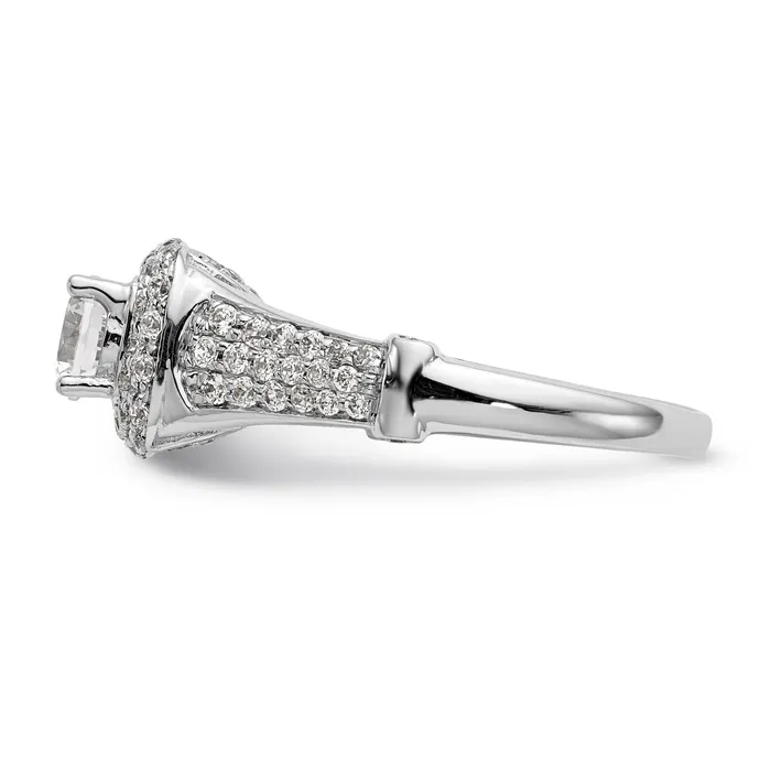Goldiacom Rings 14K White Gold Simulated Diamond Halo Engagement Ring